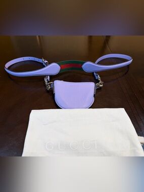 New Authentic Gucci Logo Nano Purple Leather Crossbody Shoulder Bag